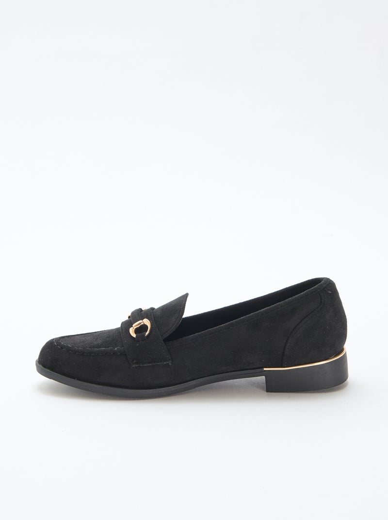 Mocassin plat suède Noir - Kiabi