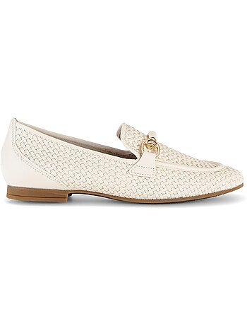 Mocassin (Slip-on) crème en cuir