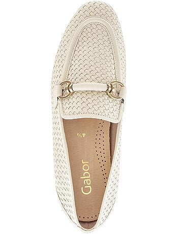 Mocassin (Slip-on) crème en cuir