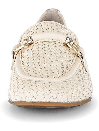 Mocassin (Slip-on) crème en cuir
