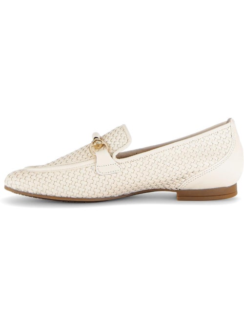 Mocassin (Slip-on) crème en cuir - Kiabi
