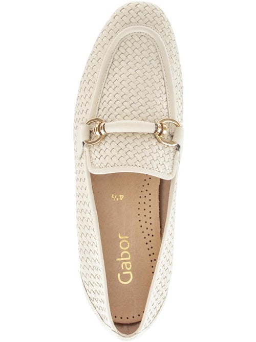 Mocassin (Slip-on) crème en cuir - Kiabi