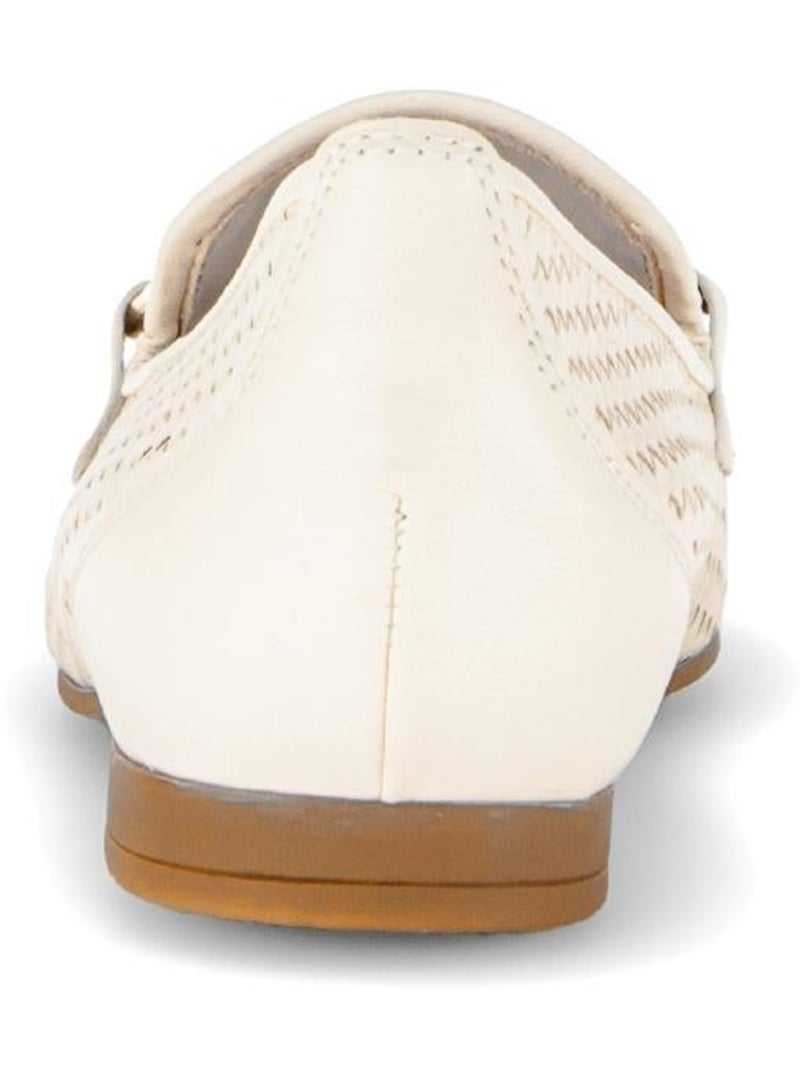 Mocassin (Slip-on) crème en cuir Crème - Kiabi