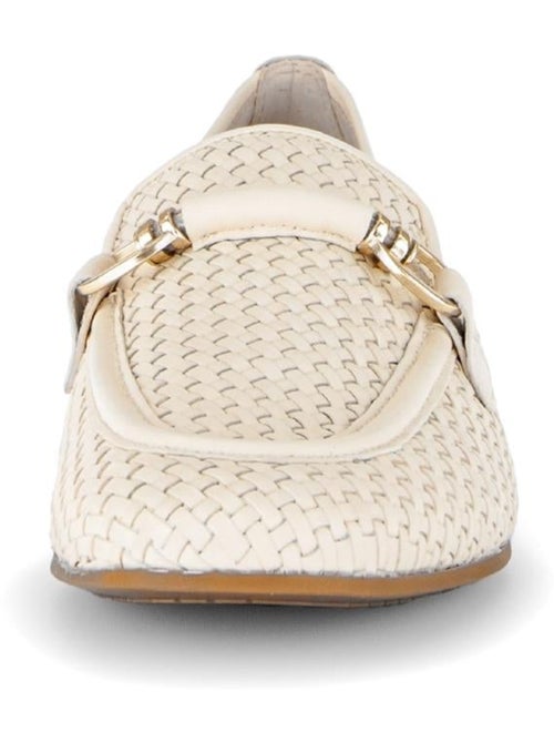 Mocassin (Slip-on) crème en cuir - Kiabi