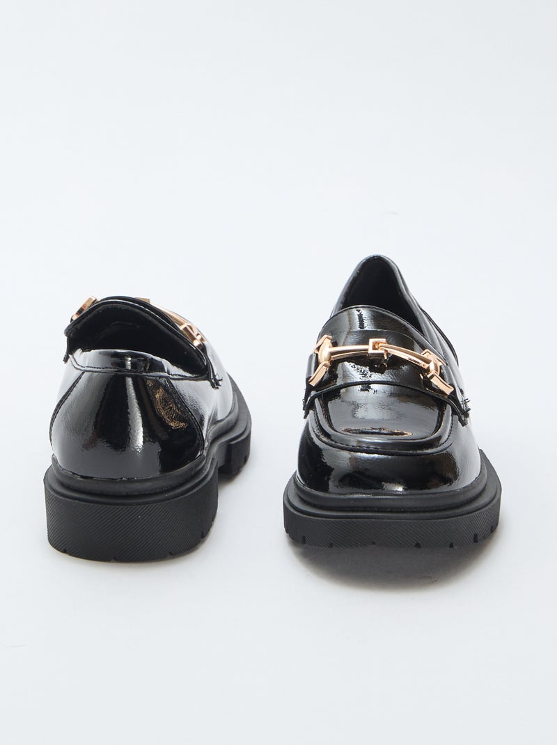Mocassin vernis avec boucle métallique Noir - Kiabi