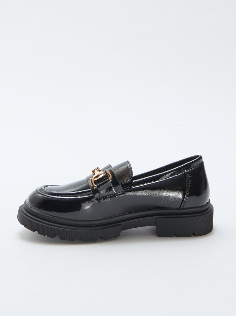 Mocassin vernis avec boucle métallique Noir - Kiabi