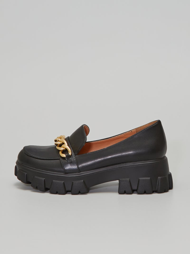 Mocassins à large semelle noir - Kiabi