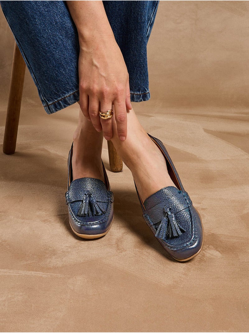 Mocassins à pompons femme - PEDICONFORT Bleu marine - Kiabi