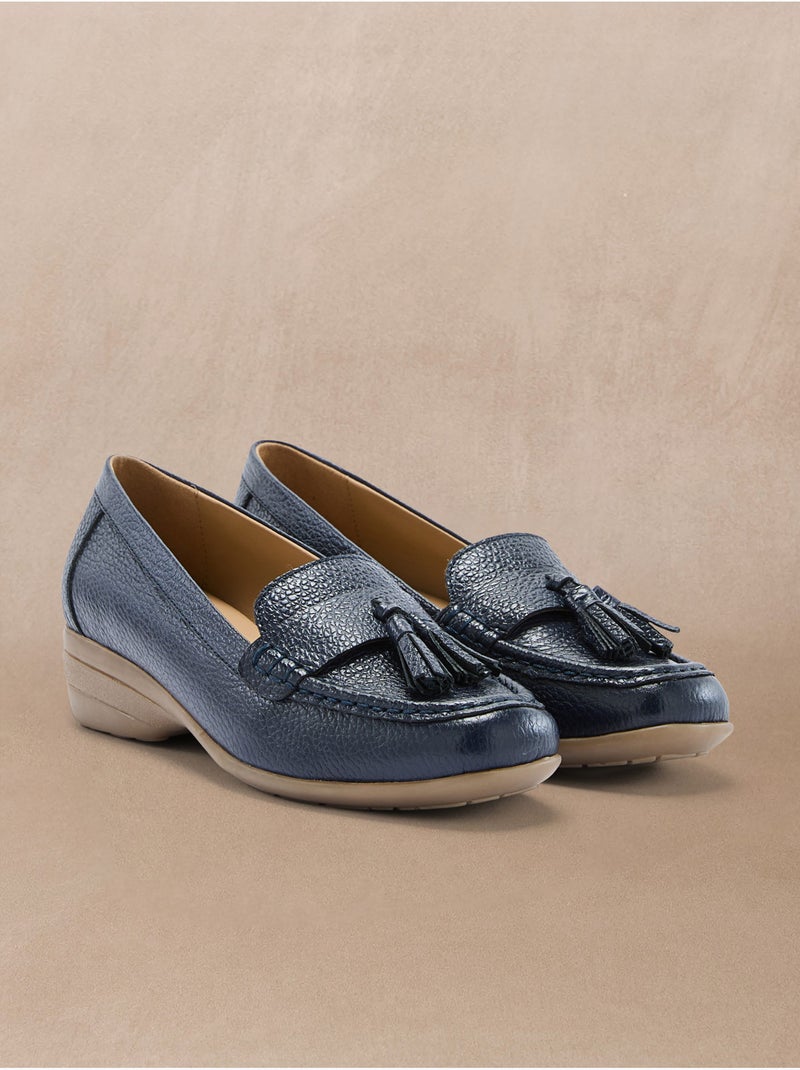 Mocassins à pompons femme - PEDICONFORT Bleu marine - Kiabi