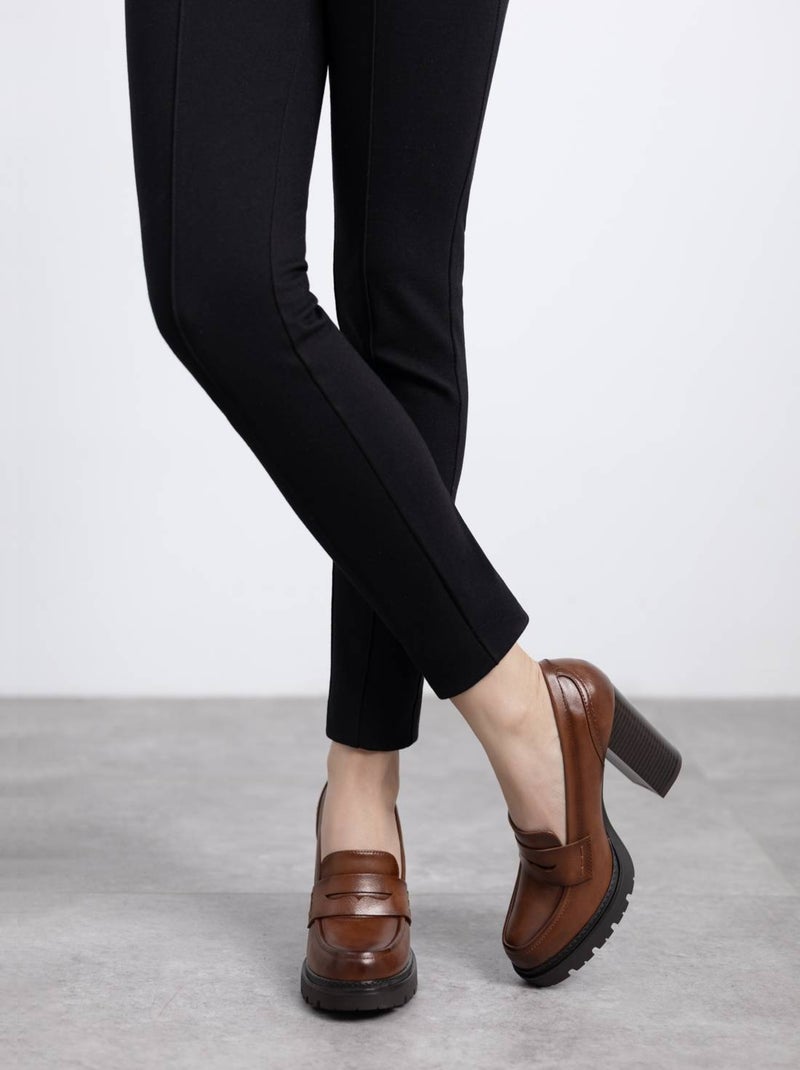 Mocassins à talon femme Camel - Kiabi