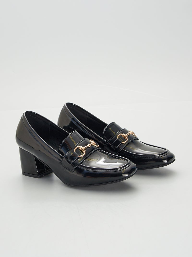 Mocassins à talons en vernis Noir - Kiabi
