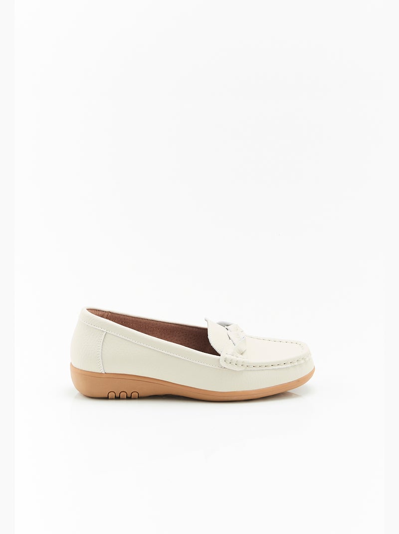 Mocassins Amortyl dessus croûte de cuir grainé - Damart Blanc - Kiabi