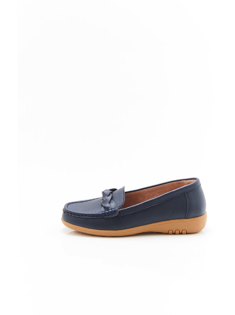 Mocassins Amortyl dessus croûte de cuir grainé - Damart Bleu - Kiabi