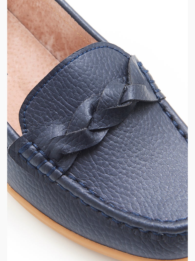 Mocassins Amortyl dessus croûte de cuir grainé - Damart Bleu - Kiabi