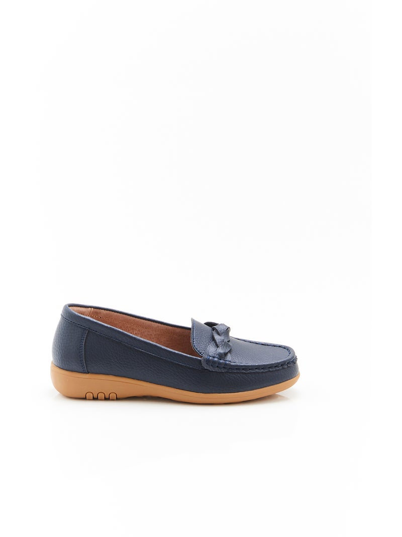 Mocassins Amortyl dessus croûte de cuir grainé - Damart Bleu - Kiabi