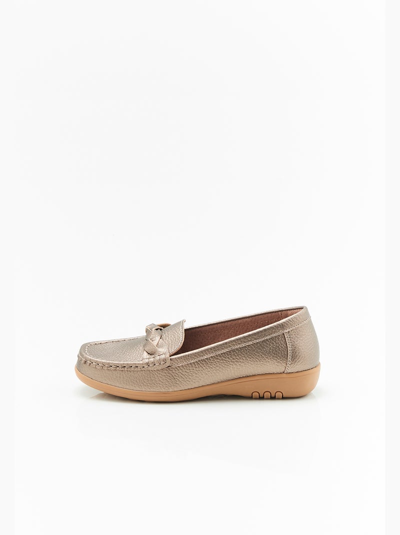 Mocassins Amortyl dessus croûte de cuir grainé - Damart Gris - Kiabi