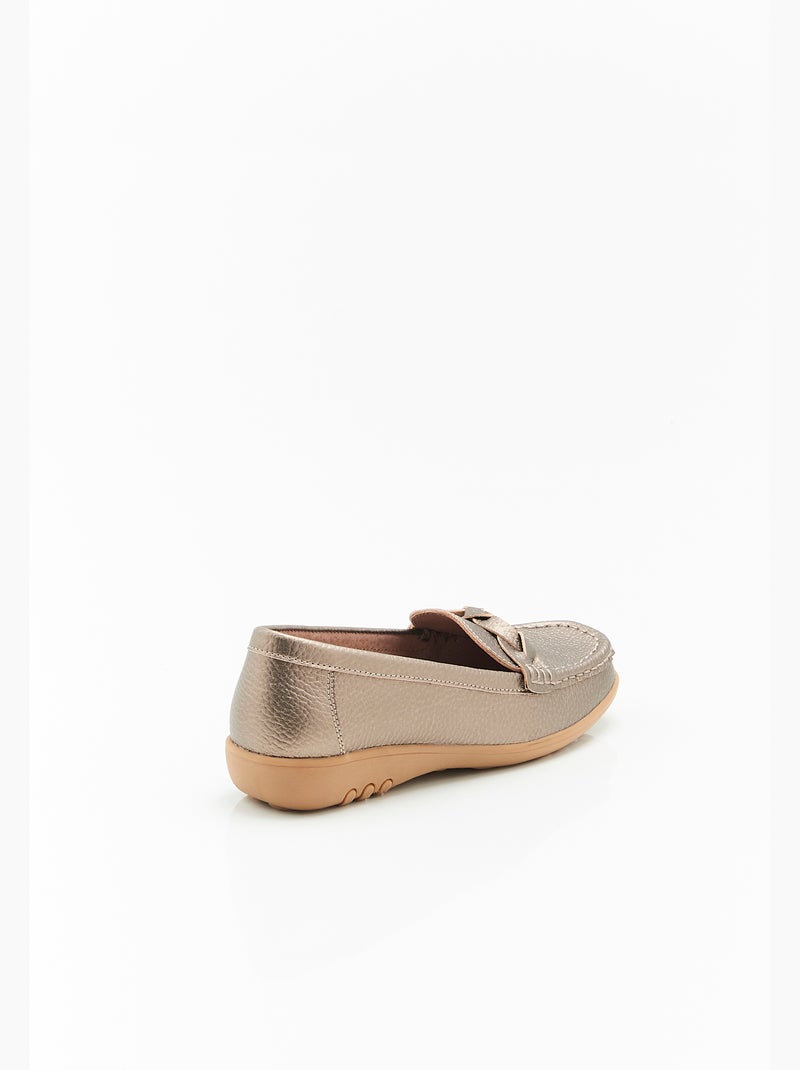 Mocassins Amortyl dessus croûte de cuir grainé - Damart Gris - Kiabi