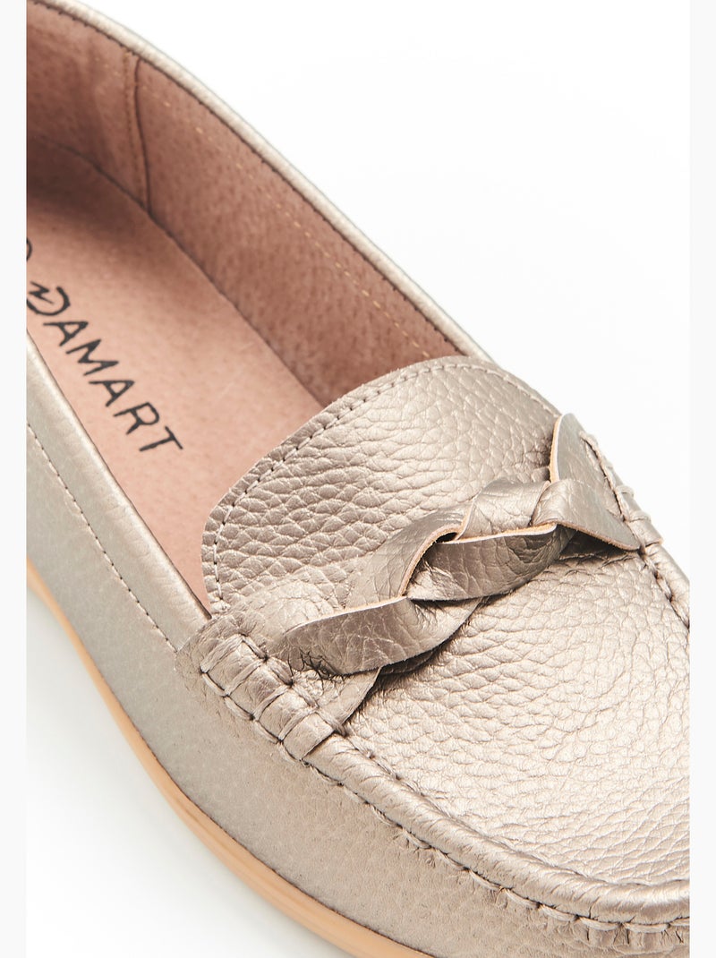 Mocassins Amortyl dessus croûte de cuir grainé - Damart Gris - Kiabi
