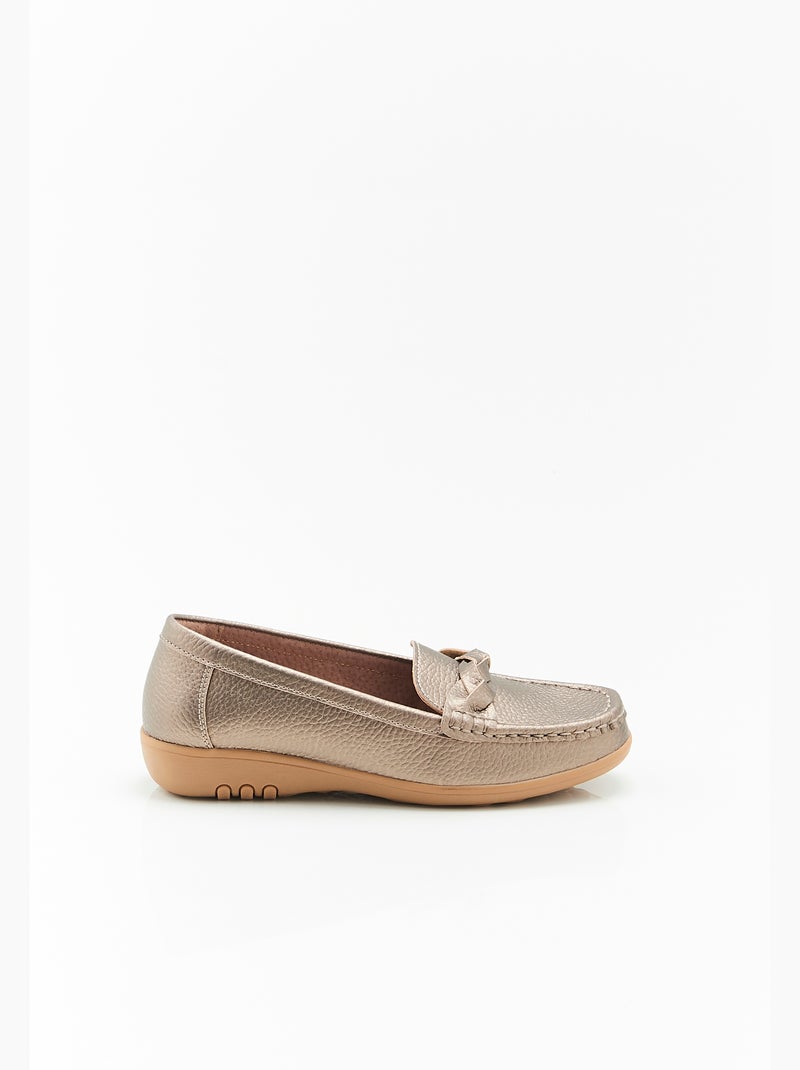 Mocassins Amortyl dessus croûte de cuir grainé - Damart Gris - Kiabi