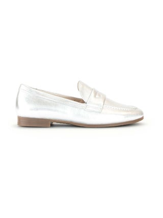 Mocassins argentés en cuir