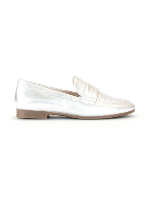 Mocassins argentés en cuir - Kiabi