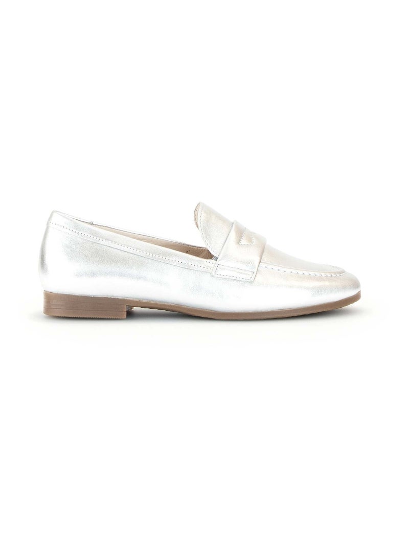 Mocassins argentés en cuir Argenté - Kiabi