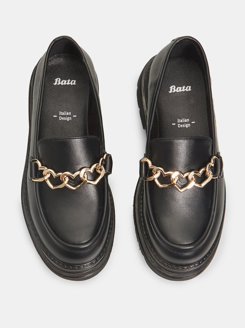 Mocassins avec chaîne BATA Noir - Kiabi