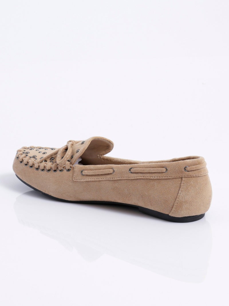 Mocassins avec liens et clous métal - AFIBEL Beige - Kiabi