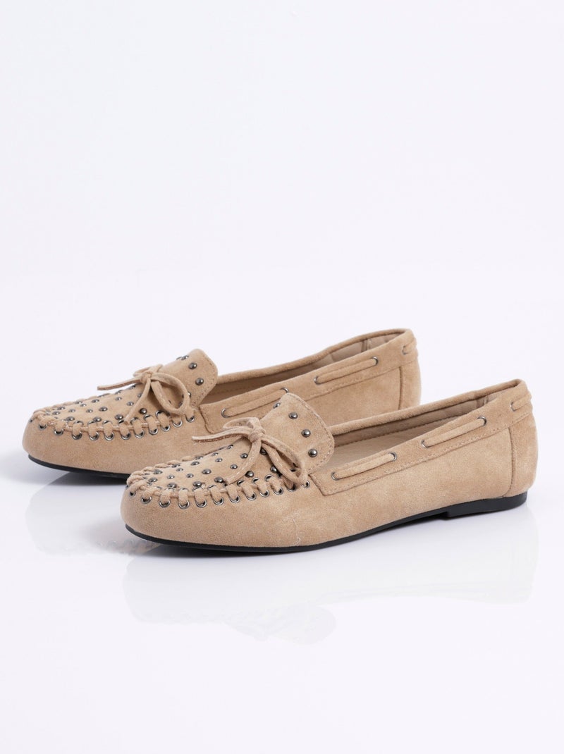 Mocassins avec liens et clous métal - AFIBEL Beige - Kiabi