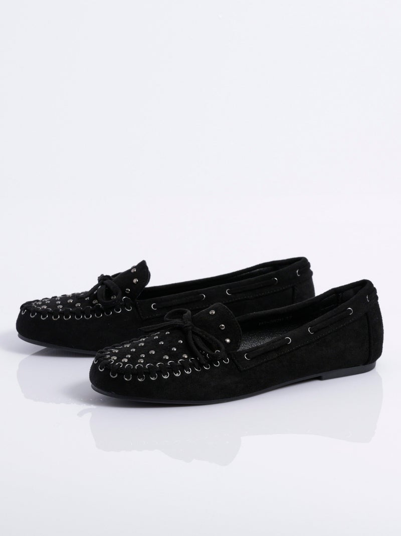 Mocassins avec liens et clous métal - AFIBEL Noir - Kiabi