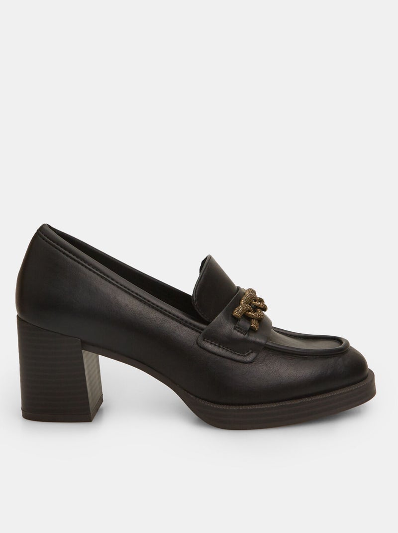 Mocassins avec talon et chaîne BATA Noir - Kiabi