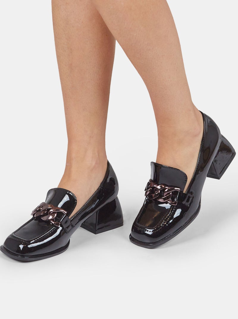 Mocassins avec talon moyen BATA Noir - Kiabi