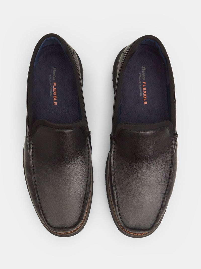 Mocassins Bata Flexible en cuir Noir - Kiabi