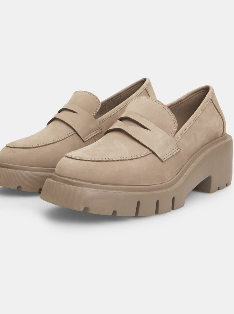 Mocassins Bata Flexible en cuir velours BATA Taupe - Kiabi