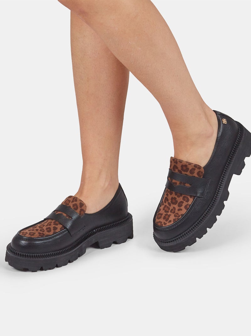 Mocassins Bata Red Label avec imprimé animalier Noir - Kiabi