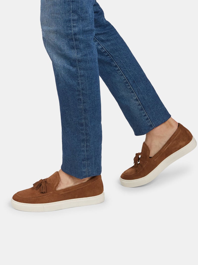 Mocassins Bata Red Label en cuir velours avec pompons Taupe - Kiabi