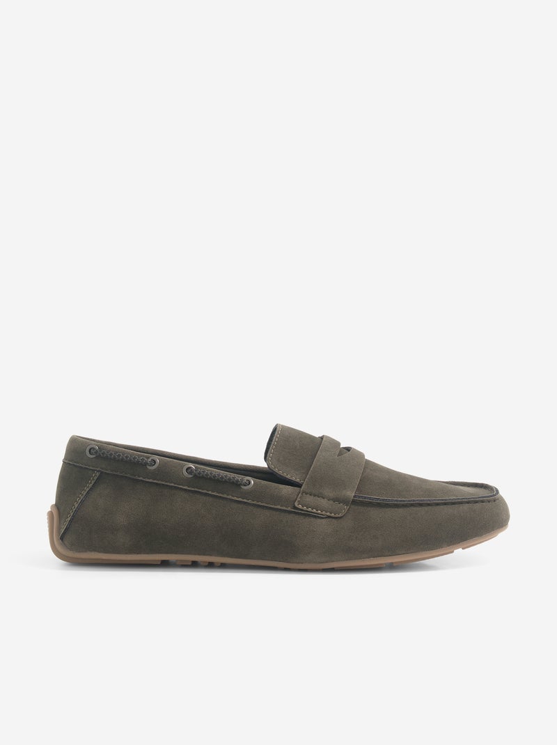 Mocassins bateau en suédine Marron - Kiabi