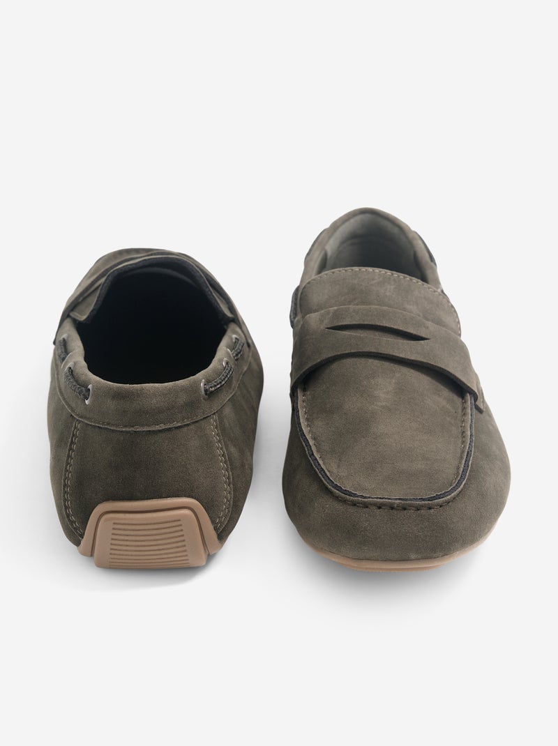 Mocassins bateau en suédine Marron - Kiabi