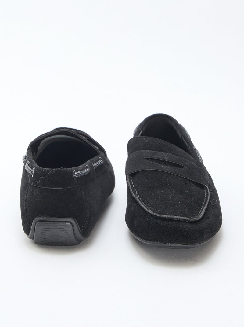 Mocassins bateau en suédine unie Noir - Kiabi