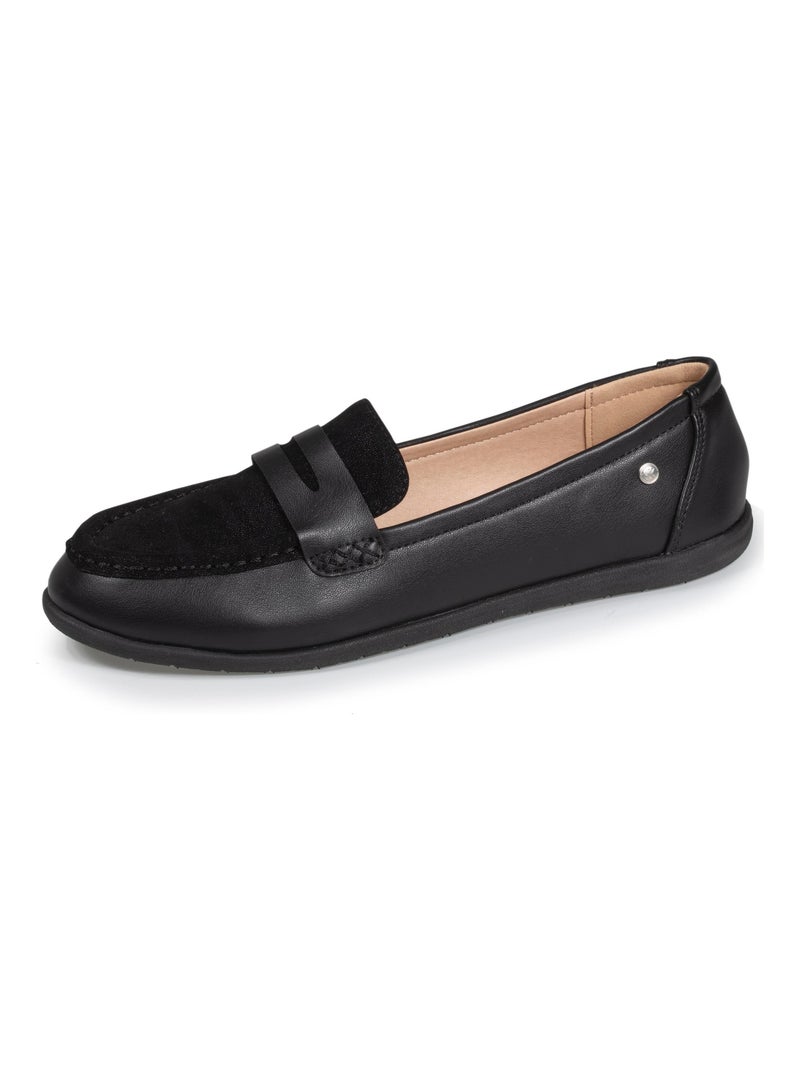 Mocassins bi-matière Noir - Kiabi