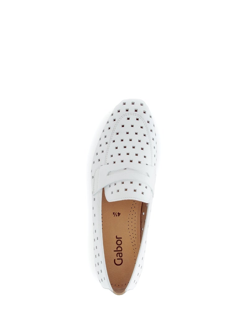 Mocassins blanc en cuir Blanc - Kiabi