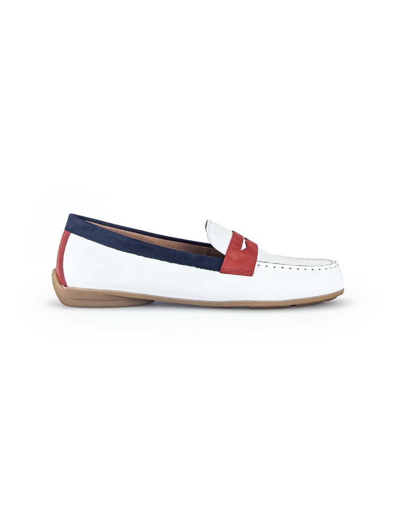 Mocassins blanc en cuir Bleu Blanc Bleu - Kiabi