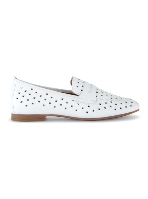 Mocassins blanc en cuir imprimé - Kiabi