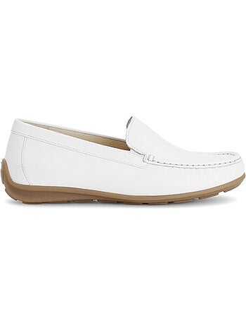 Mocassins blanc en cuir imprimé
