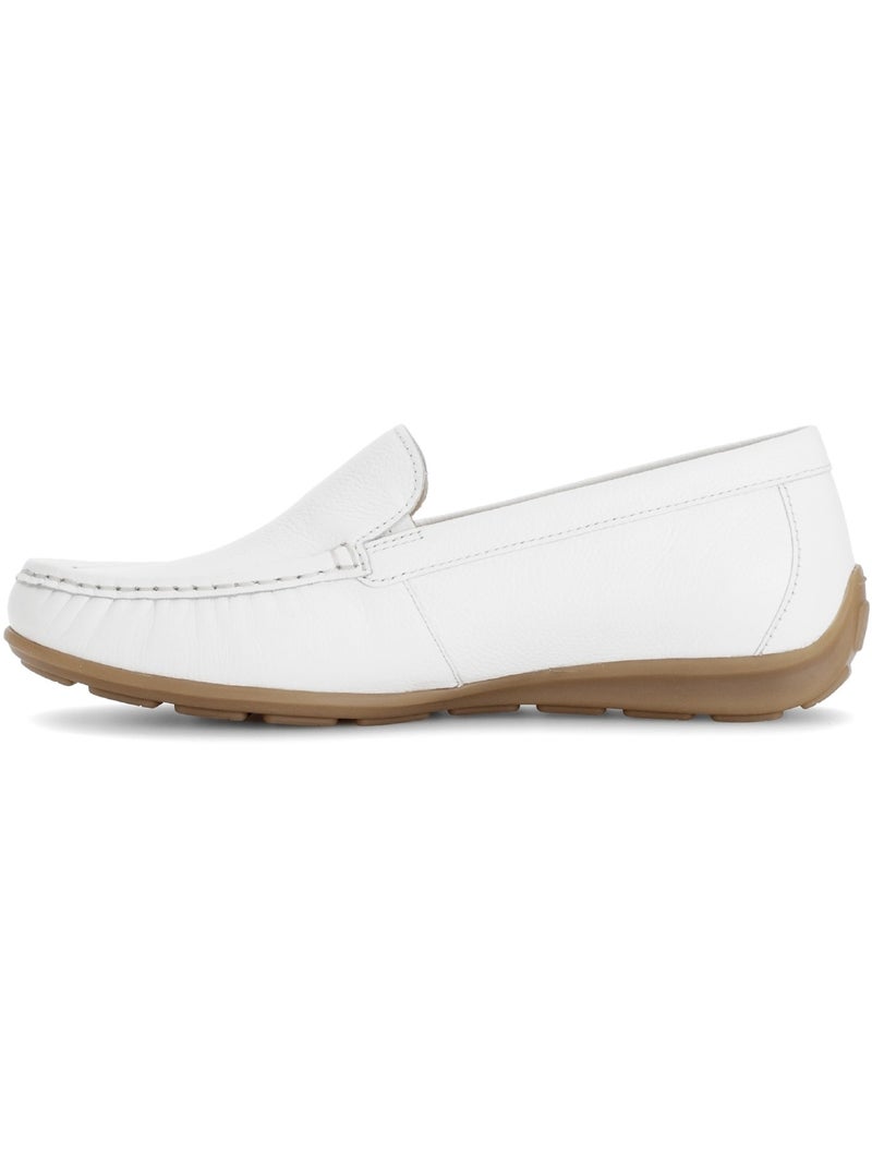 Mocassins blanc en cuir imprimé Blanc - Kiabi