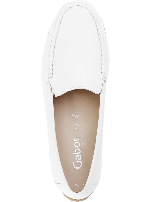 Mocassins blanc en cuir imprimé - Kiabi