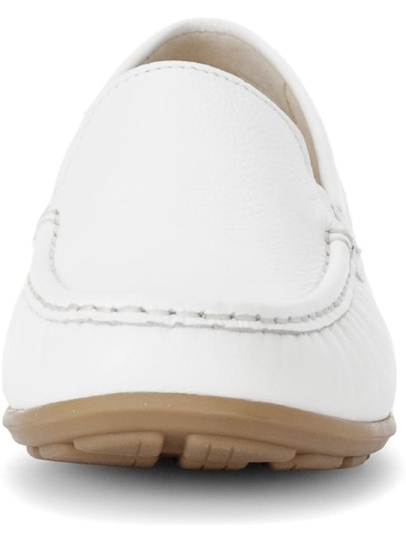 Mocassins blanc en cuir imprimé Blanc - Kiabi