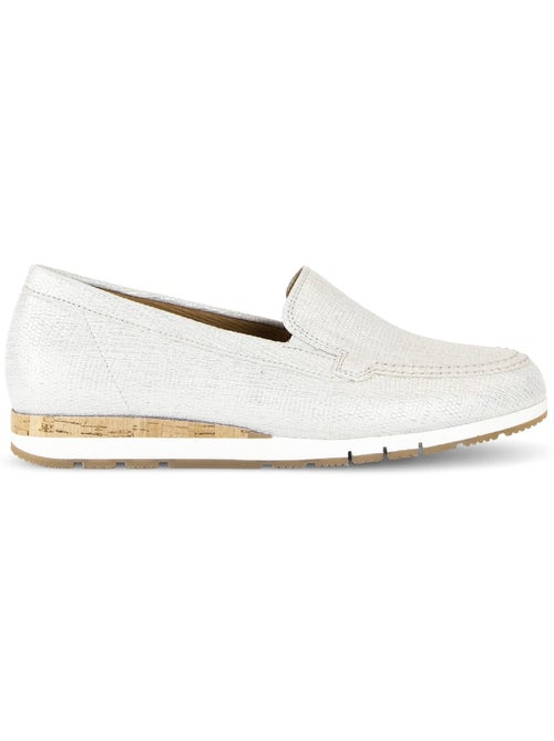 Mocassins blanc en cuir imprimé reptile - Kiabi