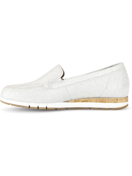 Mocassins blanc en cuir imprimé reptile - Kiabi