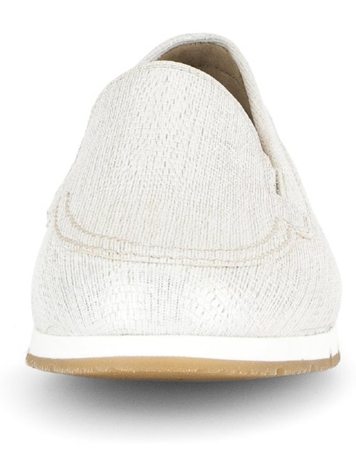 Mocassins blanc en cuir imprimé reptile - Kiabi